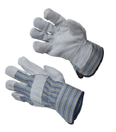 STRIPE LEATHER & CANVAS STYLE GLOVES REINFORCED