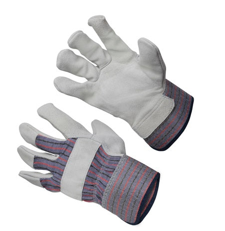 STRIPE LEATHER &amp; CANVAS STYLE GLOVES